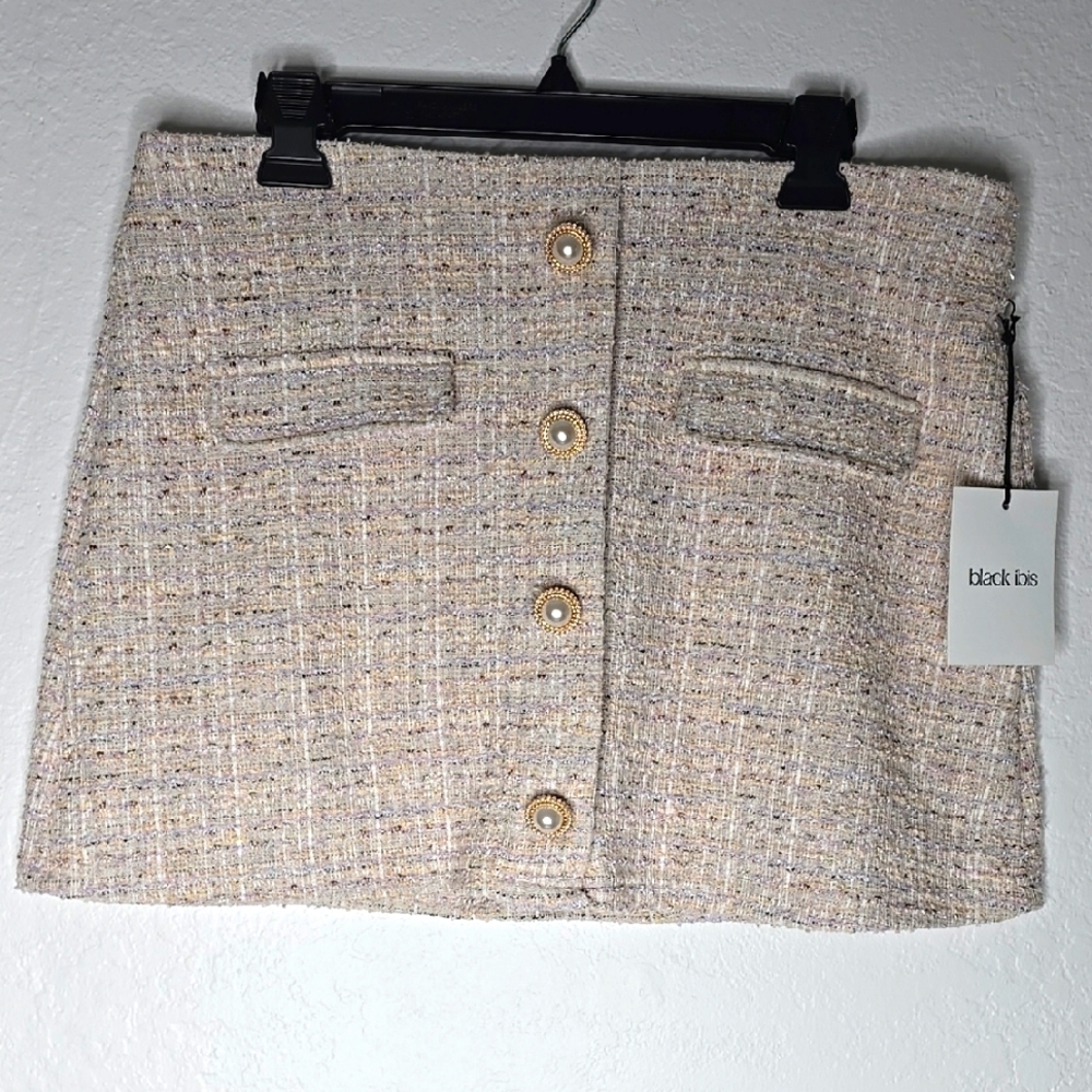 Cream Tweed Skirt New With Tags Size Xl